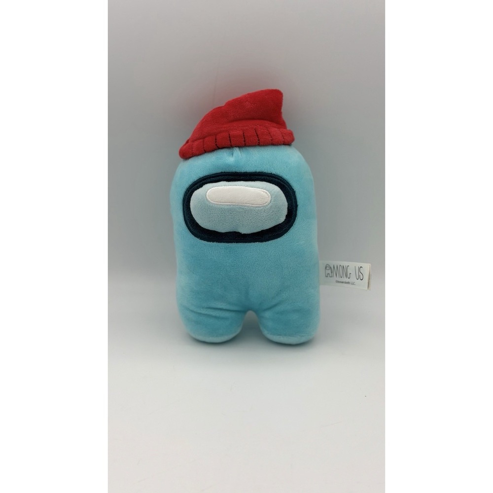 Among Us Cyan Crewmate 8" Plush Toy with Red Beanie Hat